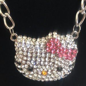 XLARGE HELLO KITTY PINK BOW CRYSTAL NECKLACE